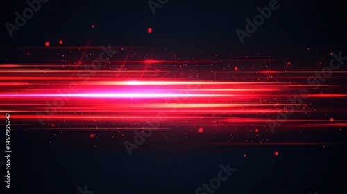 Futuristic Red Light Streaks, High-Speed Technology and Abstract Design