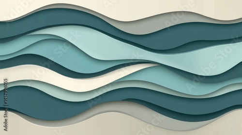 Obraz na płótnie Abstract Wave Pattern with Ocean Blue and Cream Colors Gradient w salonie