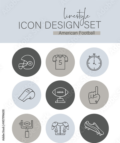 Linestyle Icon Design Set American Football