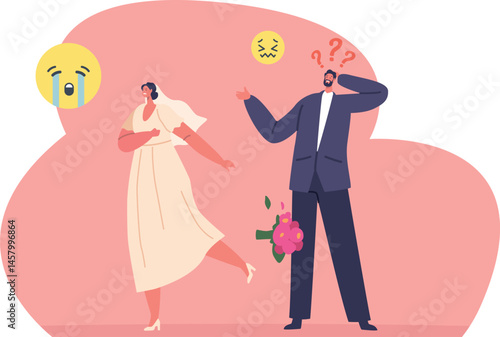 Newlywed bride and groom separation