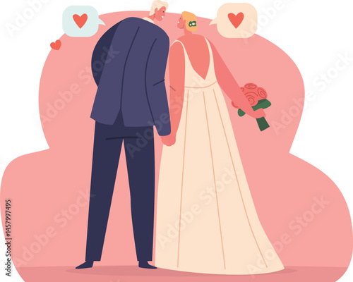 Romantic just married couple vector illustration
