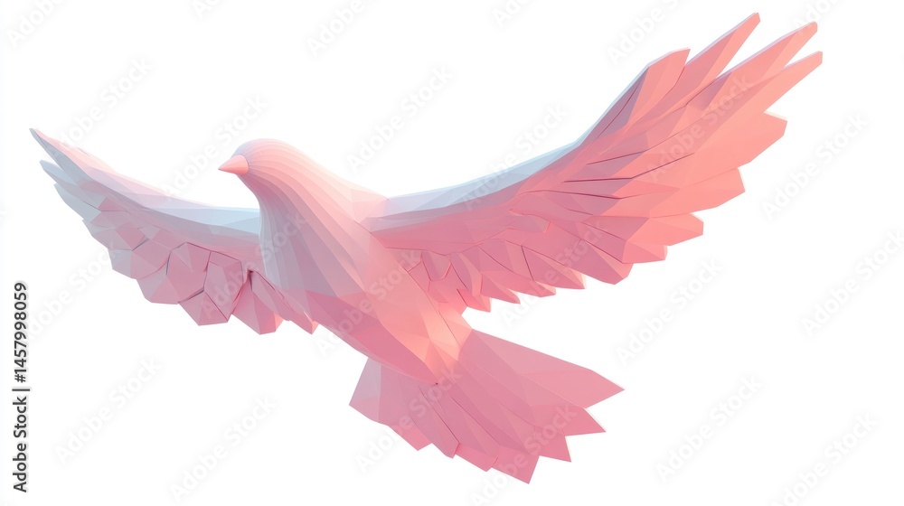 Obraz premium 3D polygonal pink bird in flight