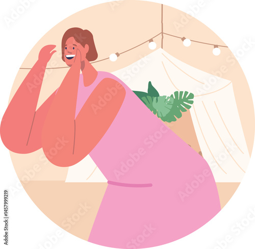 Happy bridesmaid screaming feeling excitement