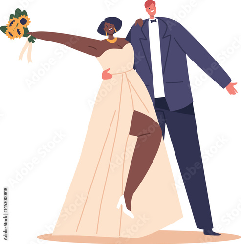 Bride and groom dancing vector illustration
