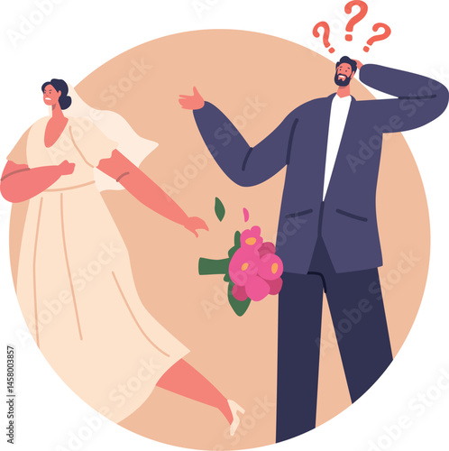Newlywed bride and groom misunderstanding