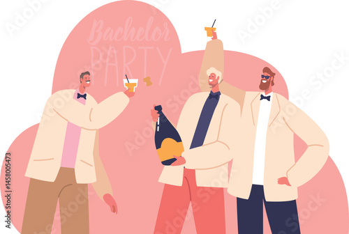Male friends celebrating bachelor party