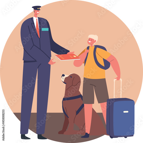 Boy traveling abroad with dog