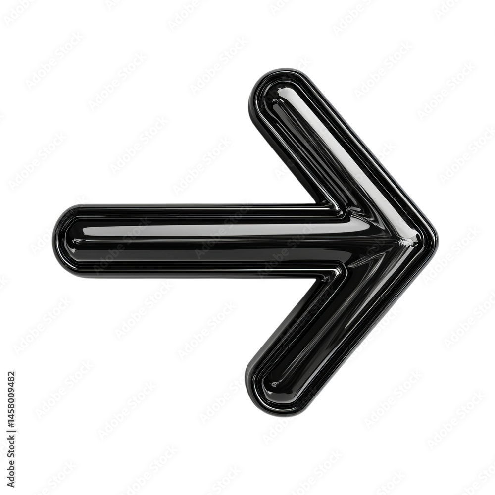 Obraz premium Png of A sleek black arrow pointing right, symbolizing direction and progress.