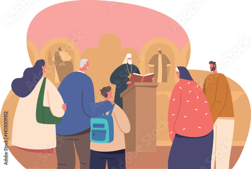 Characters at traditional christian ceremony