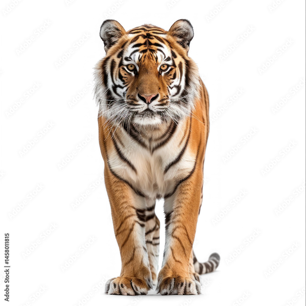 Obraz premium Royal tiger stand front view isolate on white background