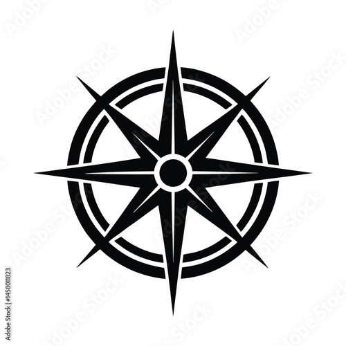 compass rose detailed stencil icon vector illustration