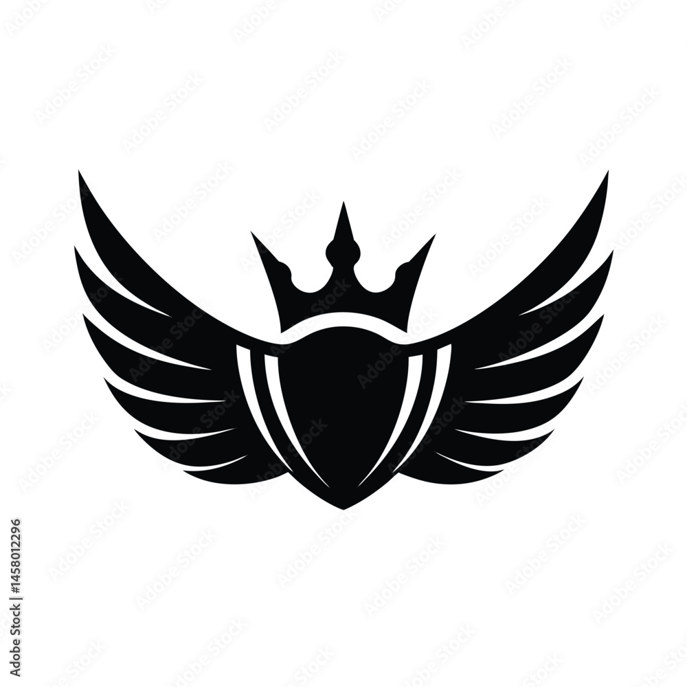 Crown With Wings Stencil Icon Vector Illustration Crown With Wings Stencil Icon Vector Illustration