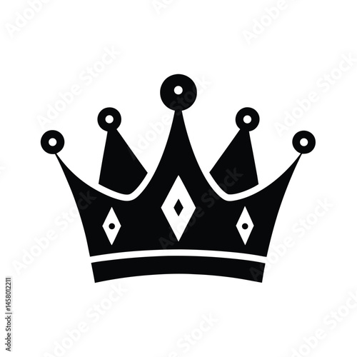 Crown With Jewels Stencil Icon Vector Illustration