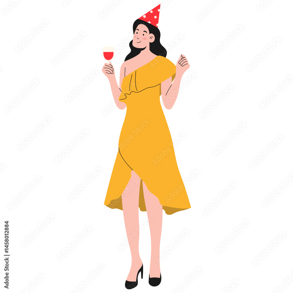 Illustration of People Celebrate New Year. Vector Cartoon Character. Illustration of People Celebrate New Year. Vector Cartoon Character.