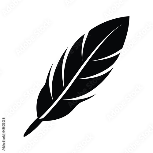 Feather Stencil Icon Vector Illustration