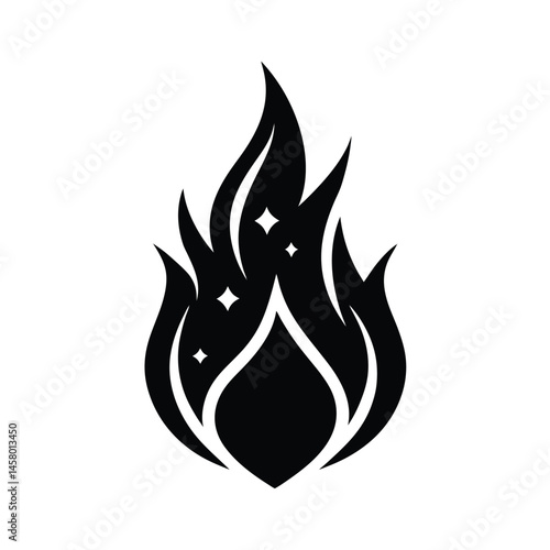 Flame Icon Stencil Icon Vector Illustration