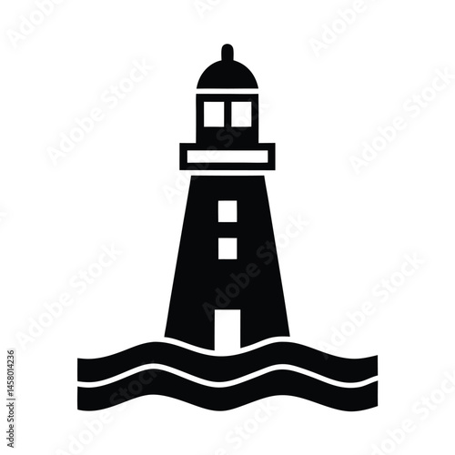 harbor lighthouse stencil icon vector illustration