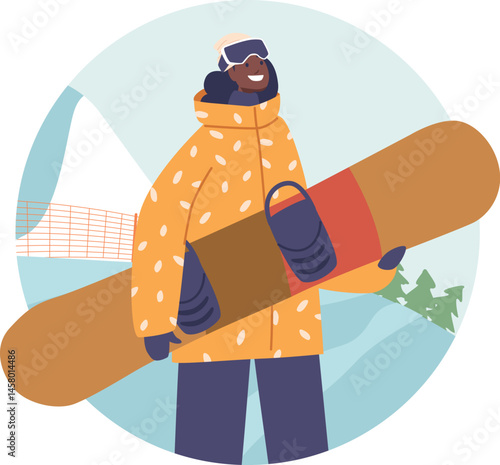 Snowboarder character in uniform vector illustration