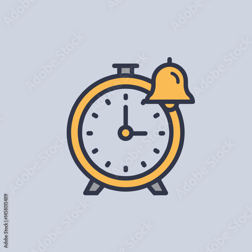 Alarm clock ringing on light blue background  