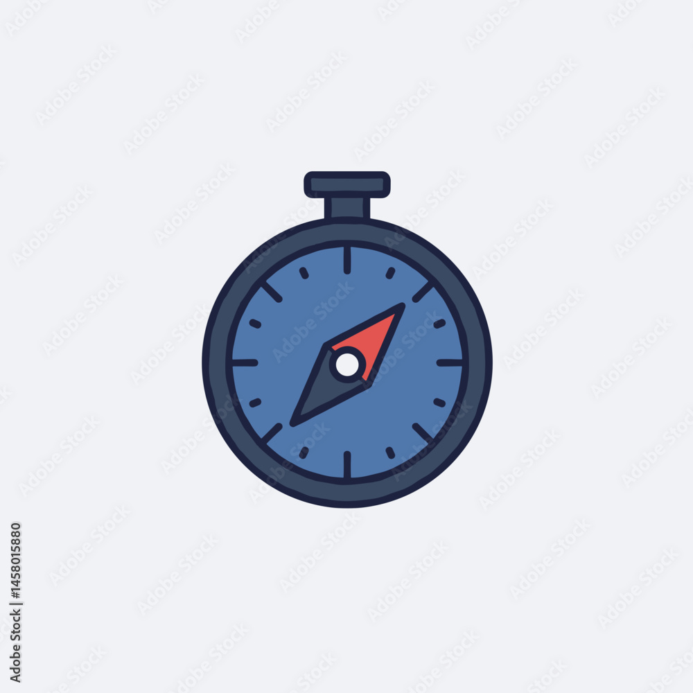 Compass Icon in Flat Design with Blue and Red Colors Compass Icon in Flat Design with Blue and Red Colors