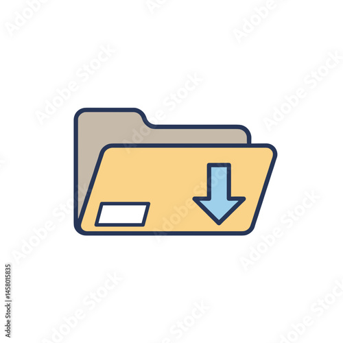 Download Folder Icon with Arrow in Flat Design  
