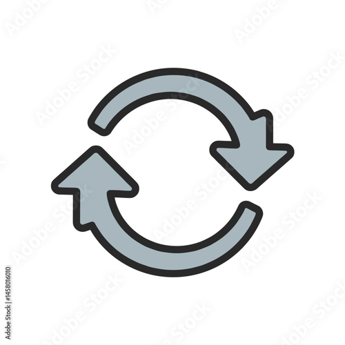 Refreshing circular arrows icon in flat design  