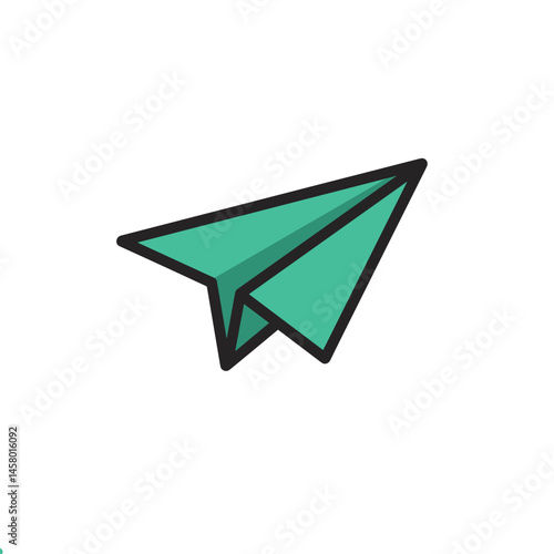 Paper airplane icon flying against a white background  