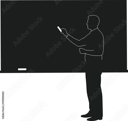 Teacher at Blackboard Silhouette – Back to School Vector Illustration