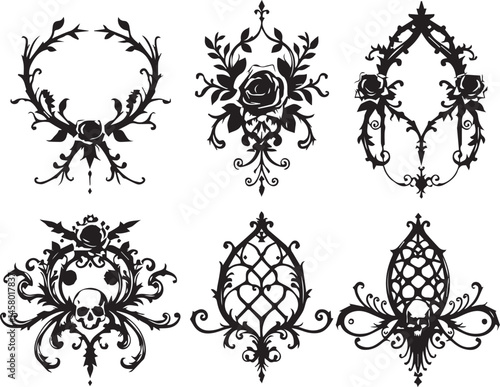 A set of elements, symbols, ornaments, mandalas. Hand drawn vector illustration	