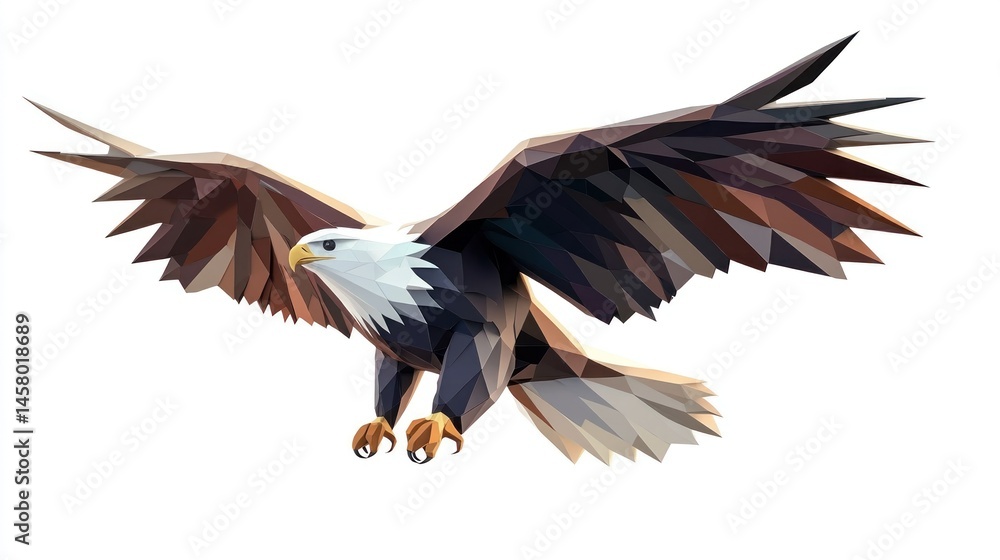 Obraz premium Low-poly eagle in flight (1)
