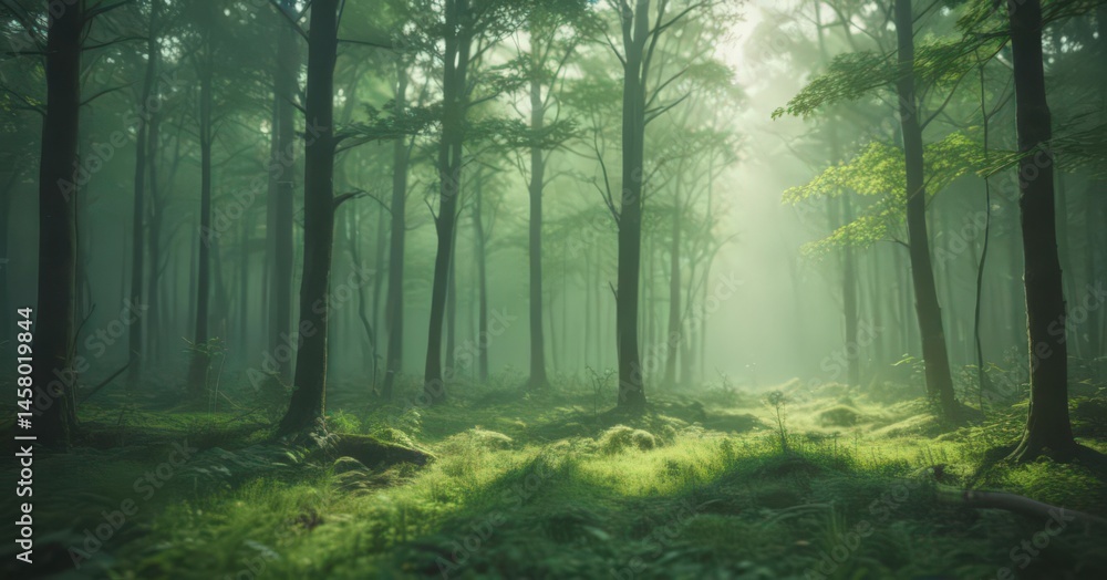 Abstract green, unfocused, hazy forest scene Depth of field effect , background, jungle Abstract green, unfocused, hazy forest scene Depth of field effect , background, jungle