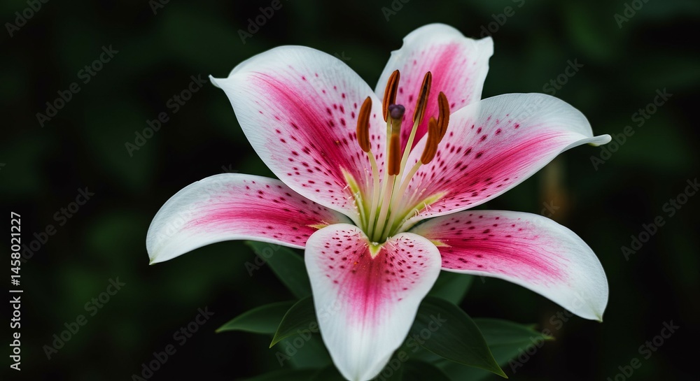 Fototapeta premium Vibrant pink lily with delicate spots