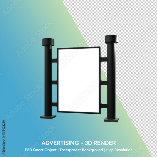 3D Render of Advertising Billboard with Blank Space