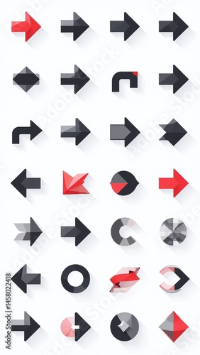 Free Download Collection of modern 3D arrow icons for business presentations, marketing materials, and website design with copy space for text on white background - GFXLoad