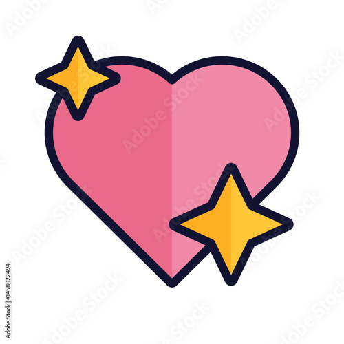 The configuration under consideration comprises a heart accompanied by stars. heart and stars, heart with stars. The configuration of the heart, accompanied by a star, is indicative of a romantic