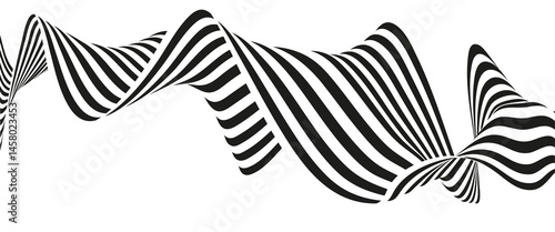black and white abstract wavy lines isolated on transparent background