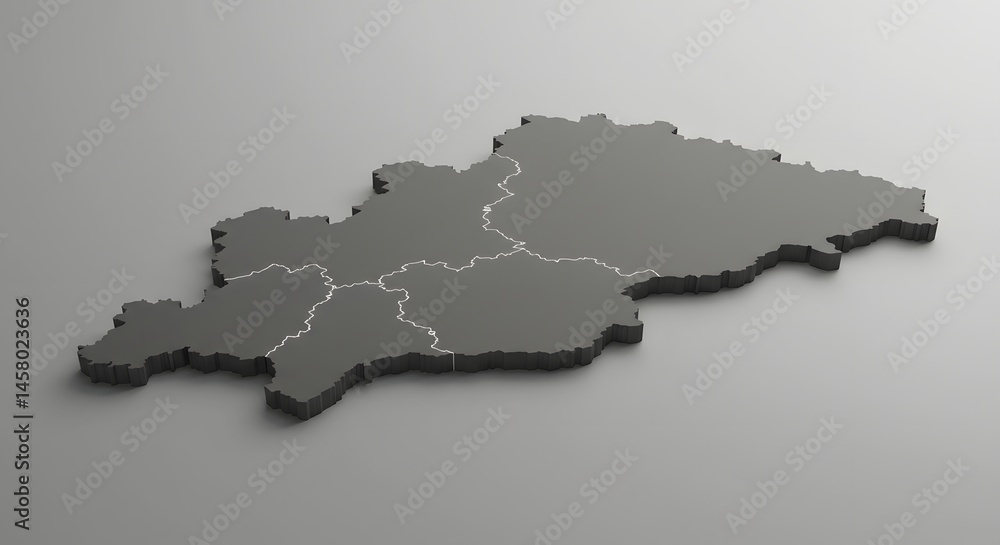 Obraz premium 3D Map Illustration on Grey Background