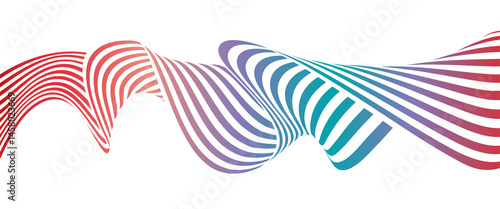 minimalist colorful abstract wavy lines of green blue red and orange color isolated on transparent background. minimalist musical wallpaper background with copy space