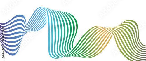 minimalist colorful abstract wavy lines of green blue red and orange color isolated on transparent background. minimalist musical wallpaper background with copy space
