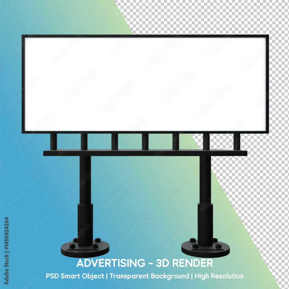 Fototapeta premium 3D Render of Advertising Billboard with Blank Space