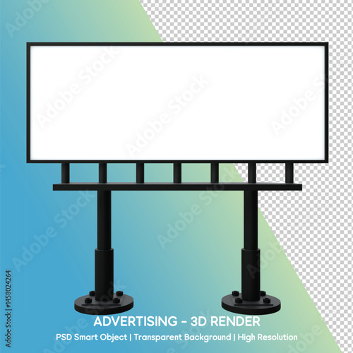 3D Render of Advertising Billboard with Blank Space