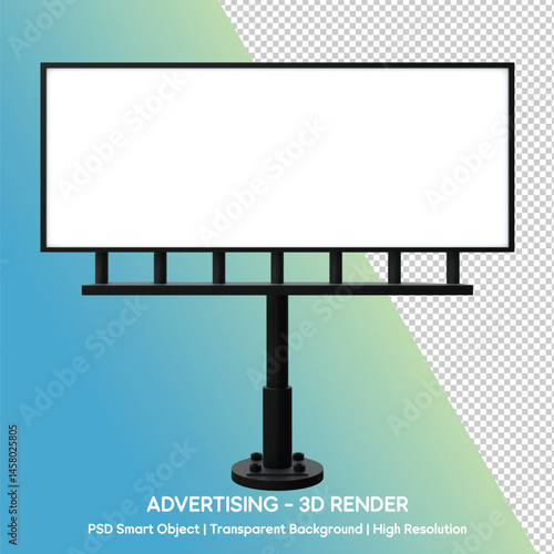 3D Render of Advertising Billboard with Blank Space