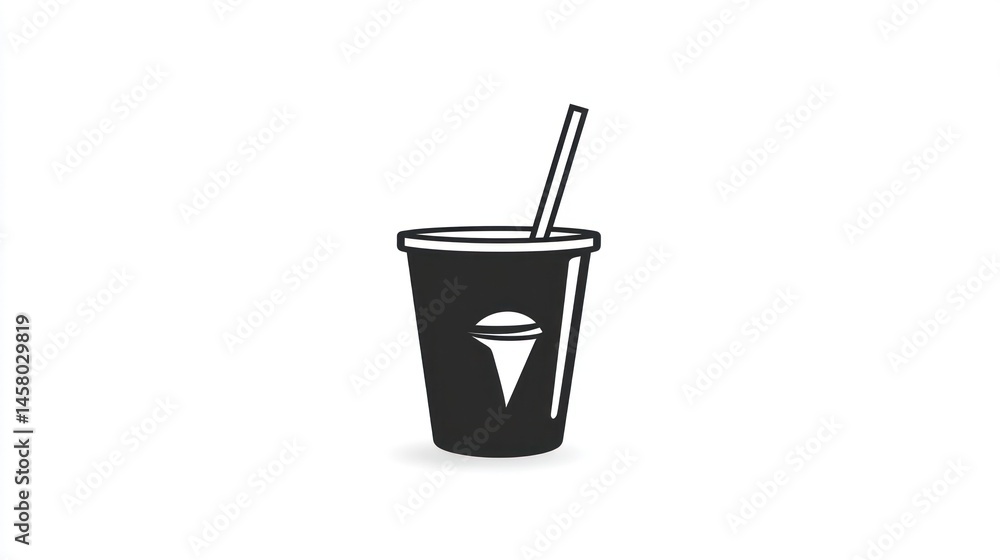 Simple illustration of a paper cup with ice cream and straw. Possible use Stock illustration for food, drink, or restaurant design Simple illustration of a paper cup with ice cream and straw. Possible use Stock illustration for food, drink, or restaurant design