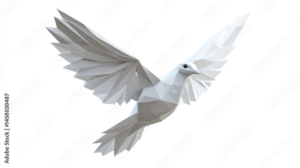 Obraz premium Geometric origami dove in flight (1)