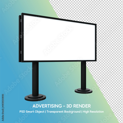 3D Render of Advertising Billboard with Blank Space