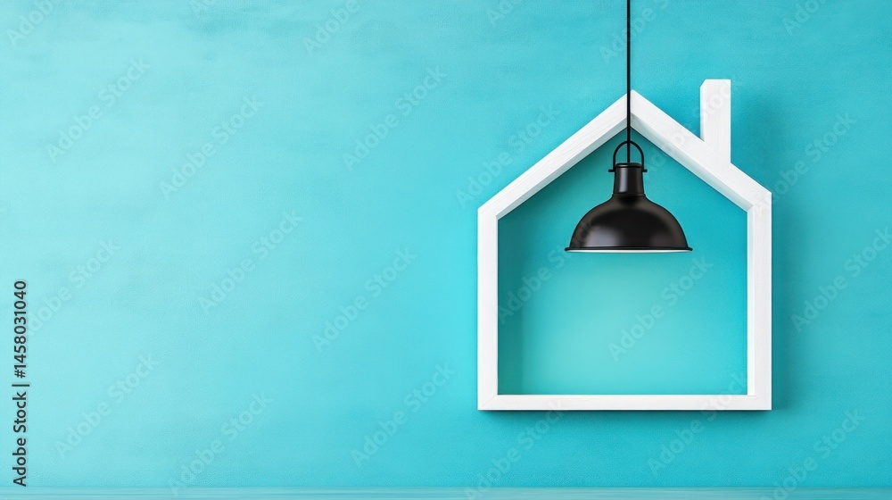 Obraz premium Modern home silhouette with pendant light