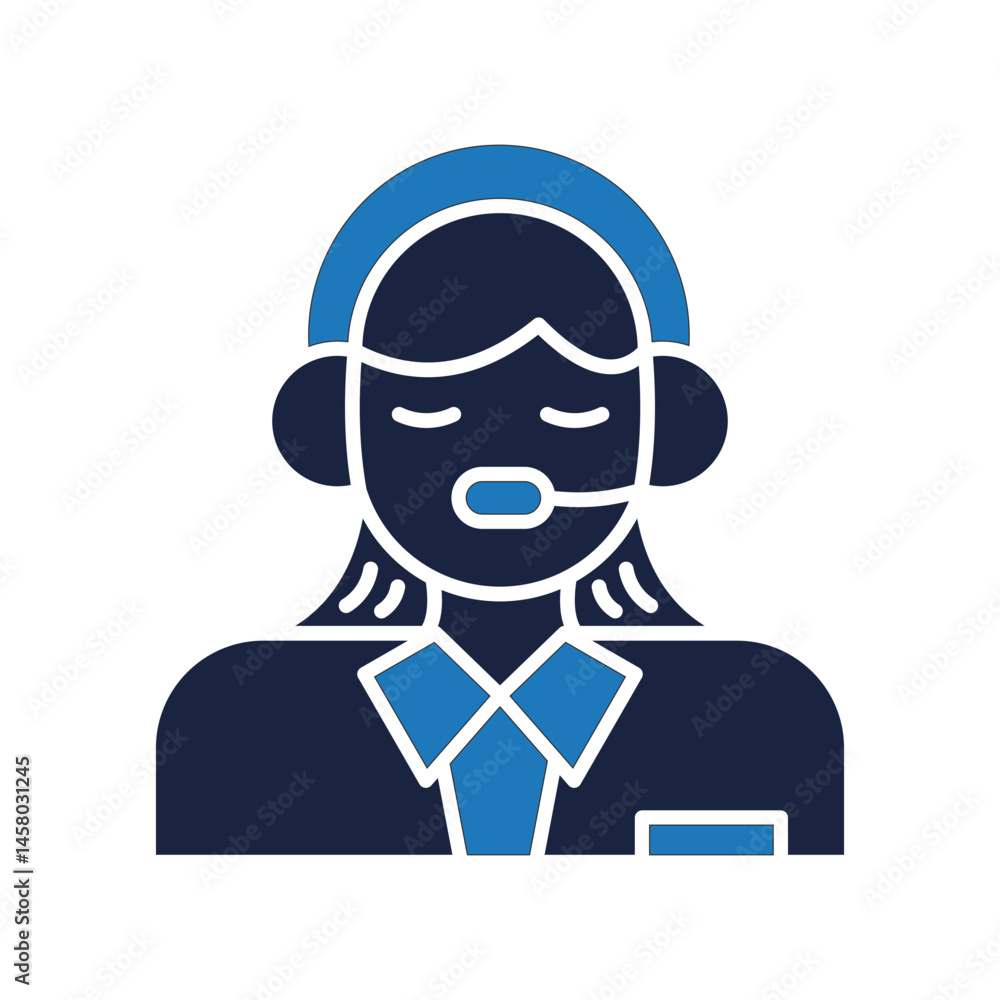 Customer Service icon style blue Customer Service icon style blue
