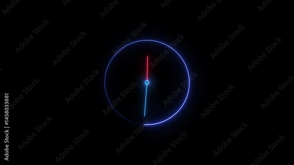 Neon clock animation. Office timer clock icon loop background 4k video. Neon clock animation. Office timer clock icon loop background 4k video.