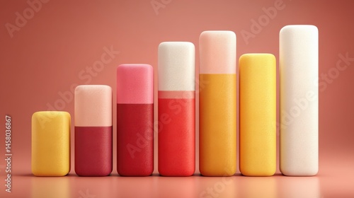 Colorful cylindrical shapes arranged in a row illustrating market liquidity and the ease of trading real assets
