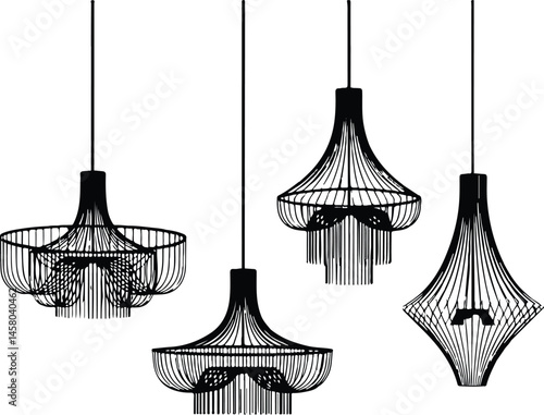 Modern Black Bamboo Pendant Lights Stylish Interior Lighting
